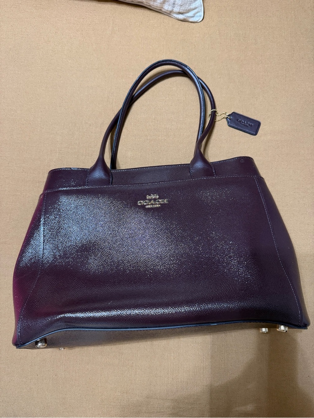 Coach Leather Tote in Deep Plum